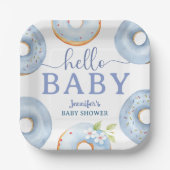 Blaue Donuts Hallo Baby Shower Brunch Pappteller (Vorderseite)