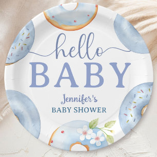 Blaue Donuts Hallo Baby Shower Brunch Pappteller