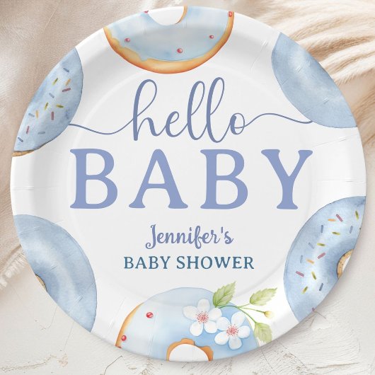 Blaue Donuts Hallo Baby Shower Brunch  Pappteller