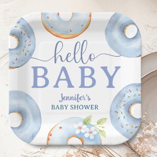Blaue Donuts Hallo Baby Shower Brunch  Pappteller