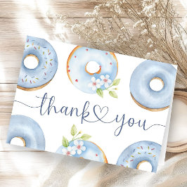 Blaue Donuts Junge Brunch Baby Shower Gefaltete Da Dankeskarte