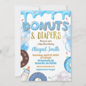 Blaue Donuts und Windeln Baby Shower  Einladung (Vorderseite)