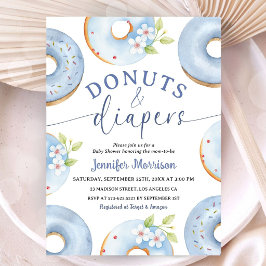 Blaue Donuts und Windeln Junge Baby Shower Einladu Einladung