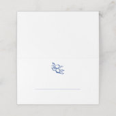 Blaue Doodle Zitronen Hochzeit Platzkarte (Außenseite Aufgefaltet)