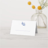 Blaue Doodle Zitronen Hochzeit Platzkarte (Vorderseite)