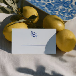 Blaue Doodle Zitronen Hochzeit Platzkarte