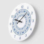 Blaue doppelte Herz-Grenze Große Wanduhr (Winkel)