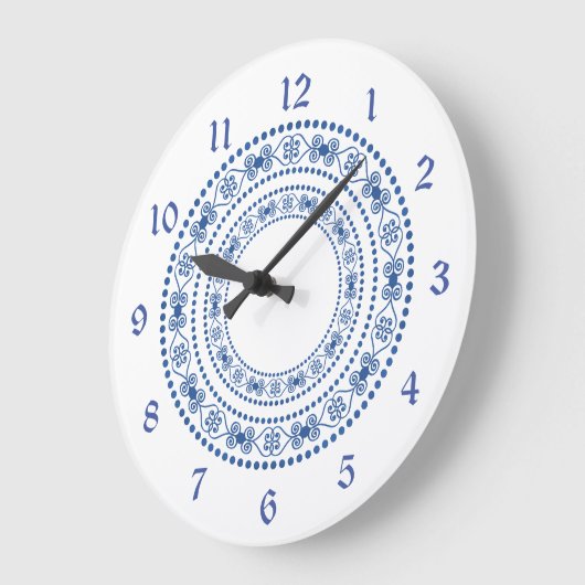 Blaue doppelte Herz-Grenze Große Wanduhr (Winkel)