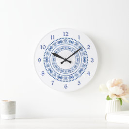 Blaue doppelte Herz-Grenze Große Wanduhr