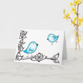 Blaue Dotty Vogel-Gruß-Karte Karte (Gelbe Blume)