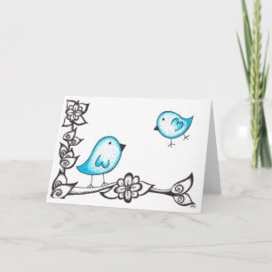 Blaue Dotty Vogel-Gruß-Karte Karte