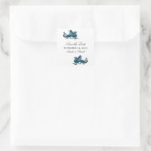 Blaue Drache Heiratsdatum-Aufkleber Quadratischer Aufkleber (Tasche)