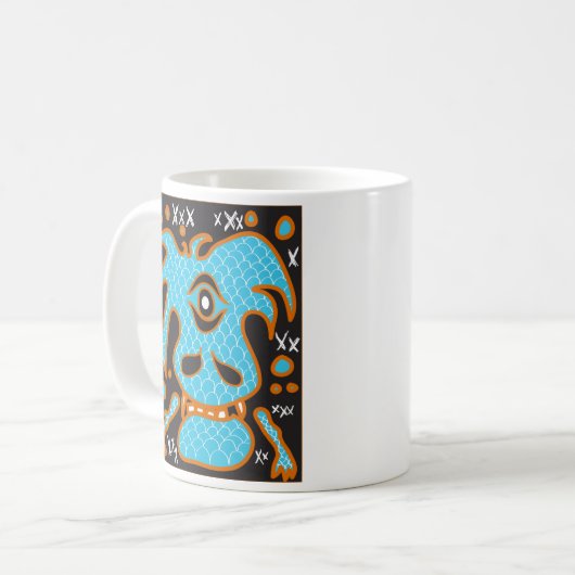 Blaue Drachemonster-Tasse Kaffeetasse (Vorderseite Links)