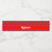 Blaue Drachen auf Rot Wasserflaschenetikett (Einzelnes Label)