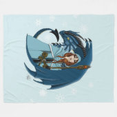 Blaue Drachen-Zauberin Schneeflocken Fleecedecke (Vorderseite (Horizontal))