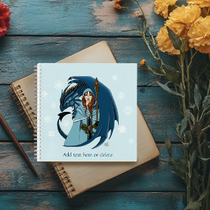 Blaue Drachen-Zauberin Schneeflocken Notizblock