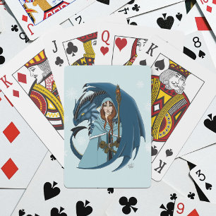  Blaue Drachen-Zauberin Schneeflocken Spielkarten