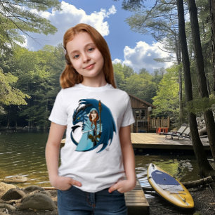 Blaue Drachen-Zauberin Schneeflocken T-Shirt