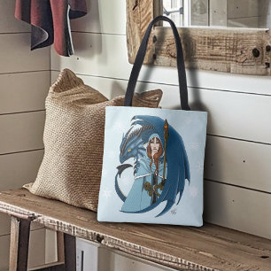 Blaue Drachen-Zauberin Schneeflocken Tasche