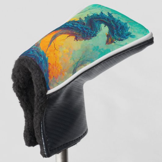 Blaue Drachenbespannung Golf Headcover (3/4 Vorderseite)