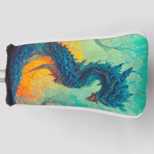 Blaue Drachenbespannung Golf Headcover (Vorderseite)