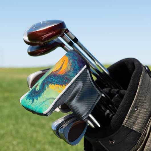 Blaue Drachenbespannung Golf Headcover (In Situ)
