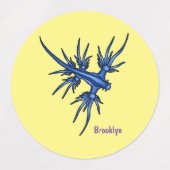 Blaue Drachendarstellung Etiketten (Design 1)