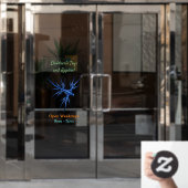 Blaue Drachendarstellung Fensteraufkleber (Büro Tür)