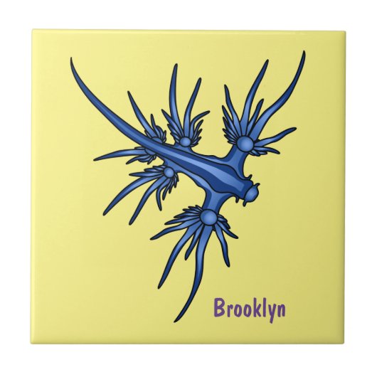 Blaue Drachendarstellung Fliese (Vorderseite)