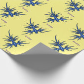 Blaue Drachendarstellung Geschenkpapier (Ecke)