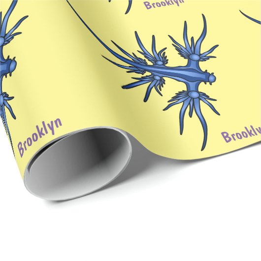 Blaue Drachendarstellung Geschenkpapier (Rolleneckpunkt)