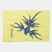 Blaue Drachendarstellung Geschirrtuch (Horizontal)