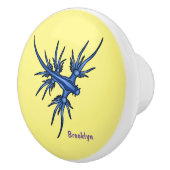 Blaue Drachendarstellung Keramikknauf (Rechts)