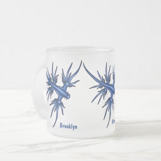 Blaue Drachendarstellung Mattglastasse (Vorderseite Links)