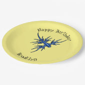 Blaue Drachendarstellung Pappteller (Schrägansicht)