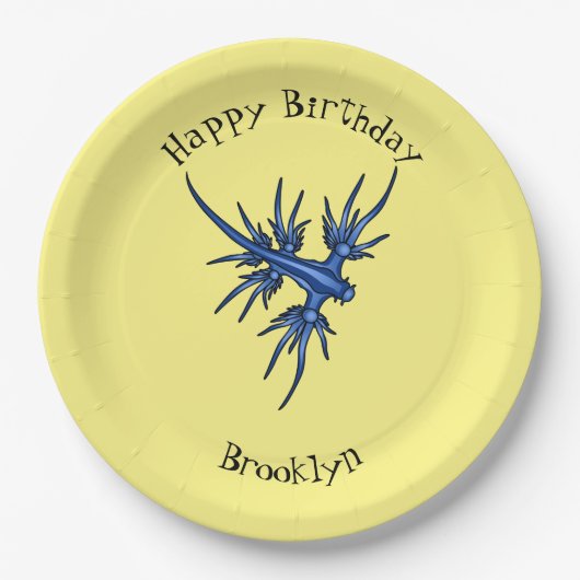 Blaue Drachendarstellung Pappteller (Vorderseite)