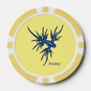 Blaue Drachendarstellung Pokerchips