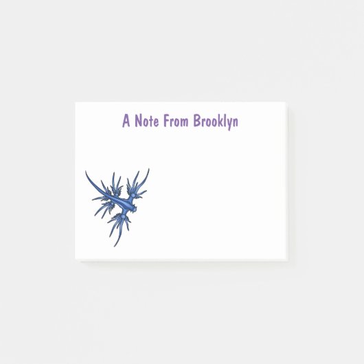 Blaue Drachendarstellung Post-it Klebezettel (Vorderseite)