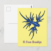 Blaue Drachendarstellung Postkarte (Vorne/Hinten)