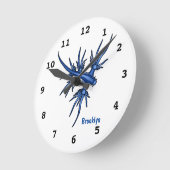 Blaue Drachendarstellung Runde Wanduhr (Winkel)