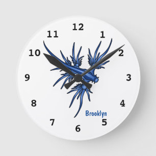Blaue Drachendarstellung Runde Wanduhr
