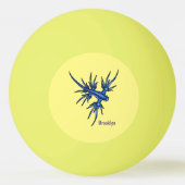 Blaue Drachendarstellung Tischtennisball (Rückseite)