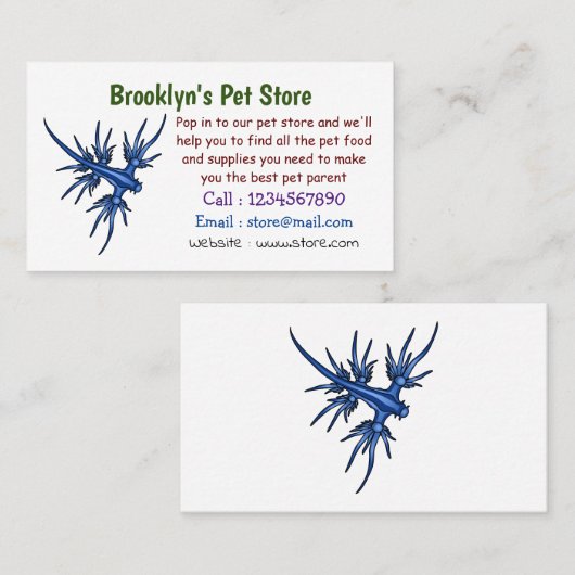 Blaue Drachendarstellung Visitenkarte (Vorne/Hinten)