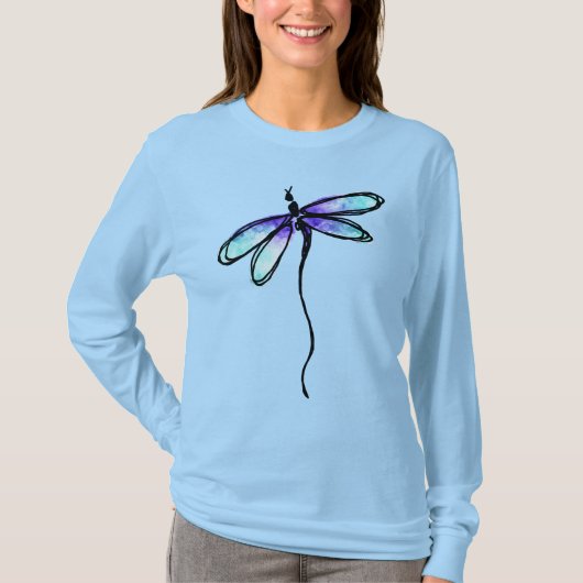 Blaue Dragonfly Abstrakte Kunst zu tragen T-Shirt (Vorderseite)