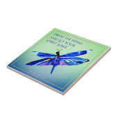 Blaue Dragonfly mit Inspiration Lasse deinen Geist Fliese (Seite)