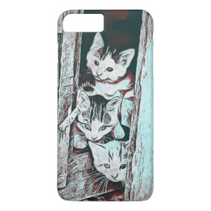 Blaue drei kleine Kätzchen spähen heraus Handy-Hül Case-Mate iPhone Hülle