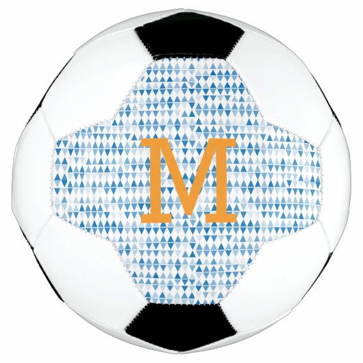 Blaue Dreiecks-Muster-Fußball – Monogramm Fußball (Vorderseite)