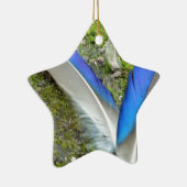 Blaue Duckfedern, Tier, Vogel Keramikornament (Rechts)