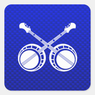 Blaue Duellbanjos Quadratischer Aufkleber