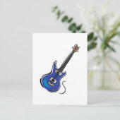 blaue E-Gitarre Postkarte (Stehend Vorderseite)